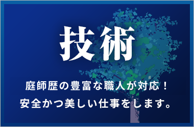 庭師歴の豊富な職人が対応! 安全かつ美しい仕事をします。